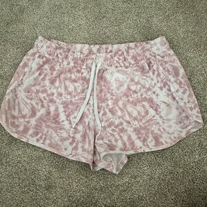 Pink and white workout shorts